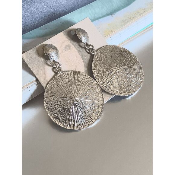 *Clearance* Ladies Silver Round Dangle Earrings - Picture 3 of 4
